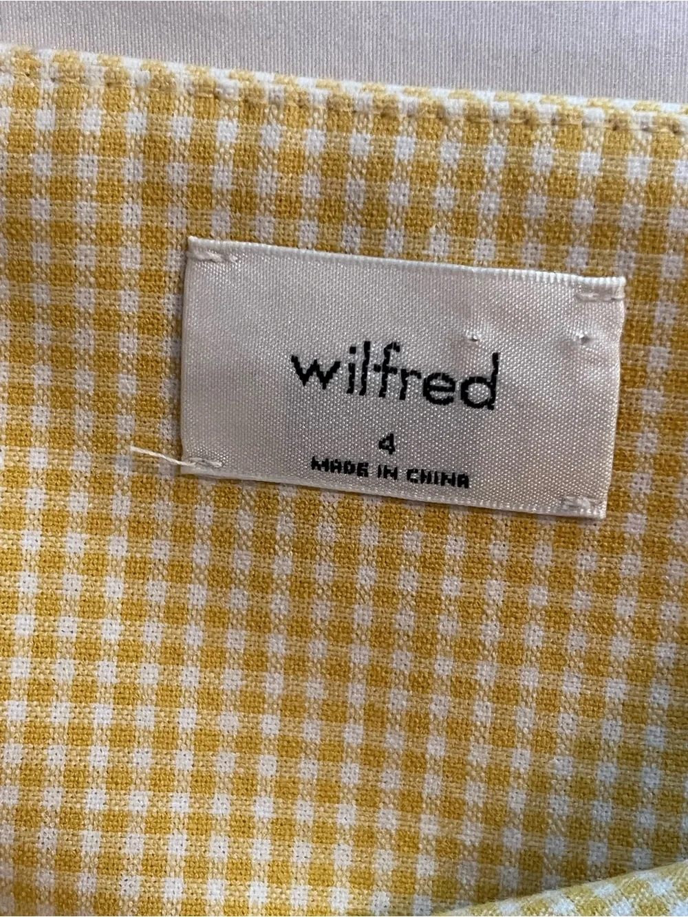 Wilfred Gingham Mini Dress Size 4 Yellow Isabelle Aritzia Summer - Picture 8 of 9